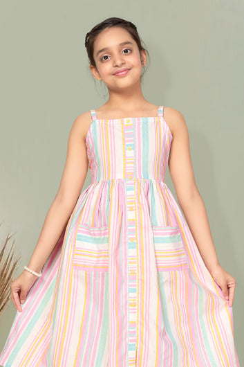 Girls Multicolor Cotton A-Line Dress
