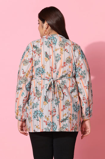 Women's Plus Size BSY Polyester Multicolor Floral Print Top