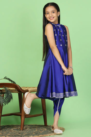 Girl's Knee Length Kurta And Dhoti Pant Suit Set