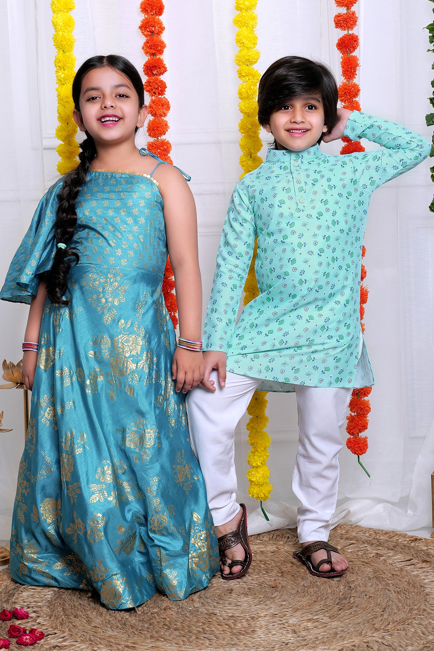 Brother And Sister Floral Print Combo Set 03