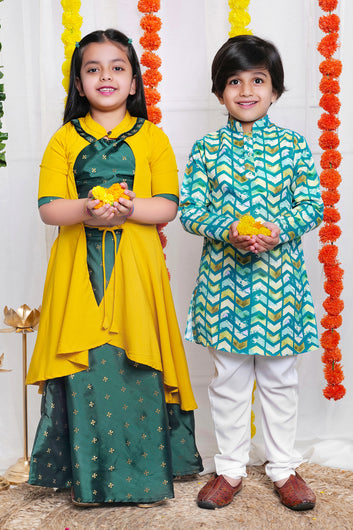 Ethnic Wear Combo Set for Brother and Sister