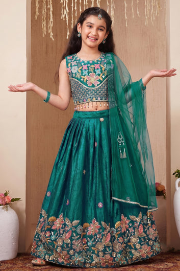 Girls Designer Lehenga Choli Set for Kids Beautiful Traditional Indian Ethnic Wear for Wedding, Festival and Celebration