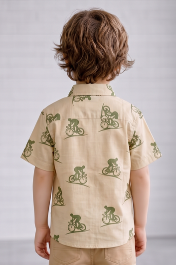 Boys Multicolor Cotton Blend Printed Shirt For Summer Wear