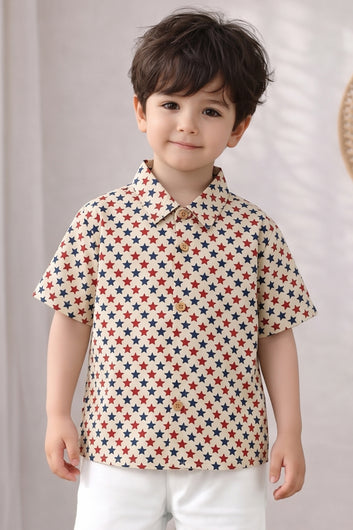 Boys Multicolor Cotton Blend Printed Shirt For Casual Outfit
