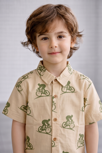 Boys Multicolor Cotton Blend Printed Shirt For Summer Wear
