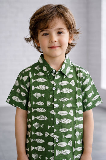 Boys Multicolor Cotton Blend Printed Shirt For Casual Wear