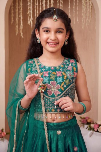 Girls Designer Lehenga Choli Set for Kids Beautiful Traditional Indian Ethnic Wear for Wedding, Festival and Celebration