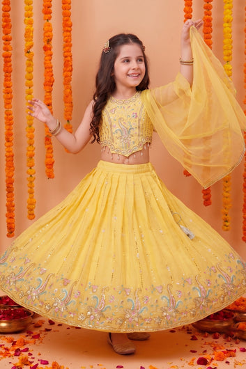Baby Bead Embroidered Lehenga Choli Set for Kids Beautiful Traditional Indian Ethnic Wear