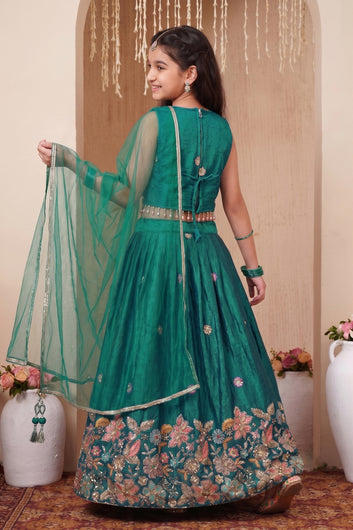 Girls Designer Lehenga Choli Set for Kids Beautiful Traditional Indian Ethnic Wear for Wedding, Festival and Celebration