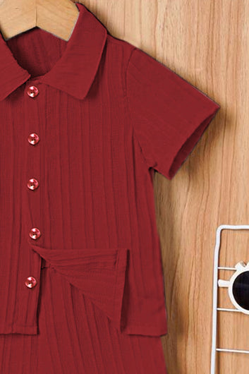 Boys Maroon Cotton Blend Striped Printed Shirt With Short Pant Set