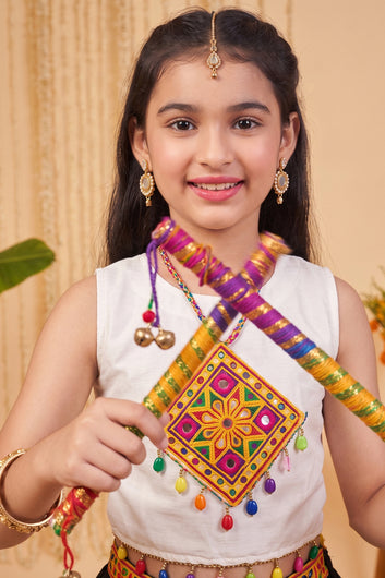 Girls Black Silk Blend Embellished Lehenga And Choli Set For Traditional Look