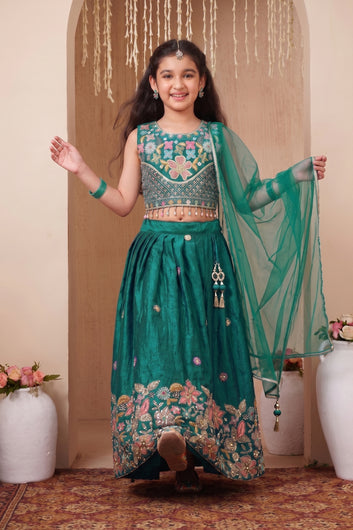 Girls Designer Lehenga Choli Set for Kids Beautiful Traditional Indian Ethnic Wear for Wedding, Festival and Celebration
