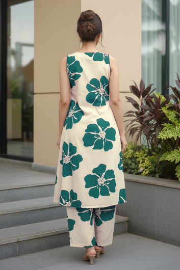Women Rama Rayon Florel Printed Kurta and Palazzo Set