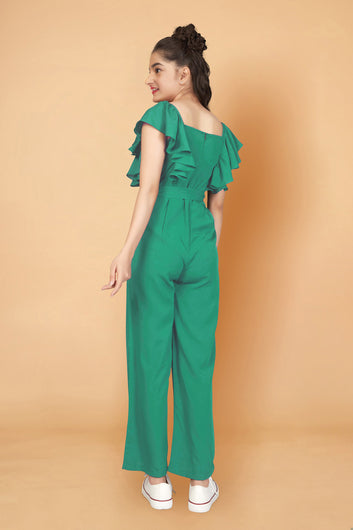 Girls Rama Cotton Blend Ruffled Jumpsuit