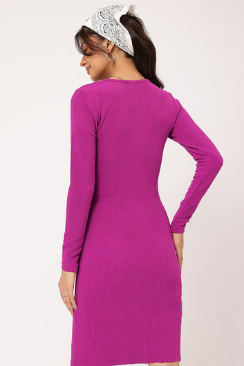 Women Rani Rib Solid Knee Legnth Dress