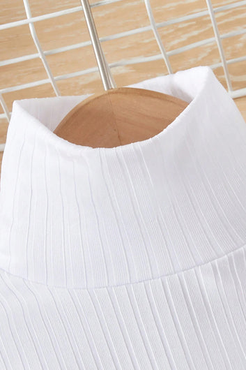 Girls White Cotton Blend Solid Co ords sets