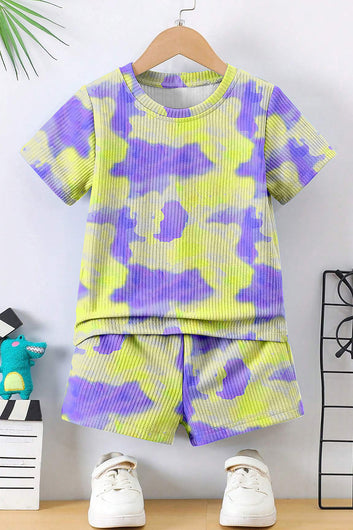 Boys Blue Lycra Blend Printed Clothing Set