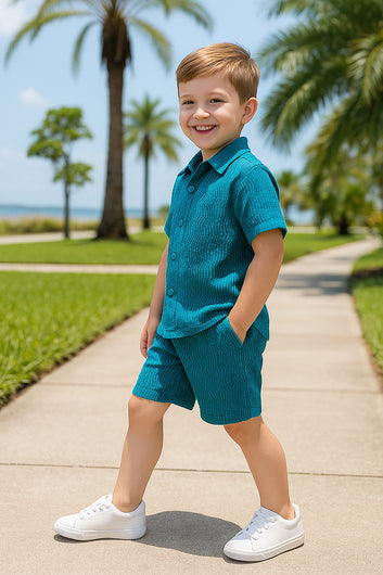Boys's Rama Cotton Blend Solid Shirt and Short Set