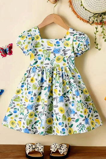 Girls's Multicolor Cotton Blend Florel Printed Frock