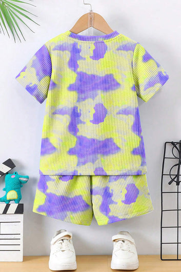 Boys Blue Lycra Blend Printed Clothing Set