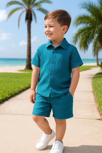 Boys's Rama Cotton Blend Solid Shirt and Short Set