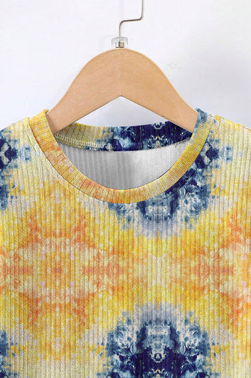 Boys Yellow Lycra Blend Printed T-shirt and Short Clothing Set