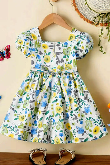 Girls's Multicolor Cotton Blend Florel Printed Frock