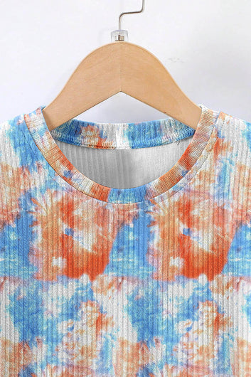 Boys Light Blue Lycra Blend Printed T-shirt and Short Clothing Set