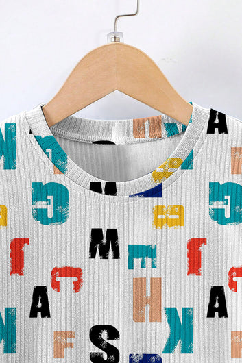 Boys White Lycra Blend Printed T-shirt and Short Clothing Set