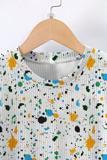 Boys White Lycra Blend Printed T-shirt and Short Clothing Set