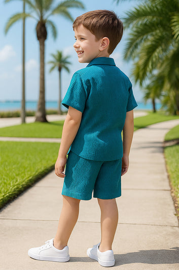 Boys's Rama Cotton Blend Solid Shirt and Short Set