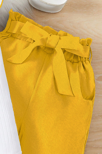 Girls White Cotton Blend Solid Co ords sets