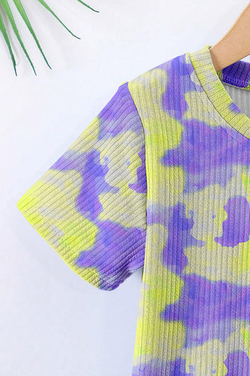 Boys Blue Lycra Blend Printed Clothing Set