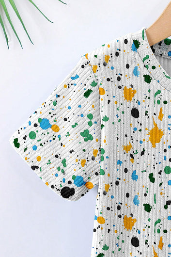 Boys White Lycra Blend Printed T-shirt and Short Clothing Set