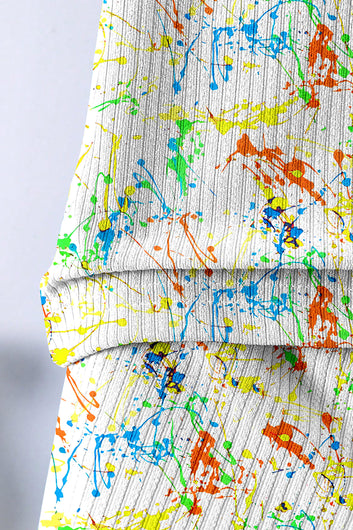 Boys White Lycra Blend Printed T-shirt and Short Clothing Set