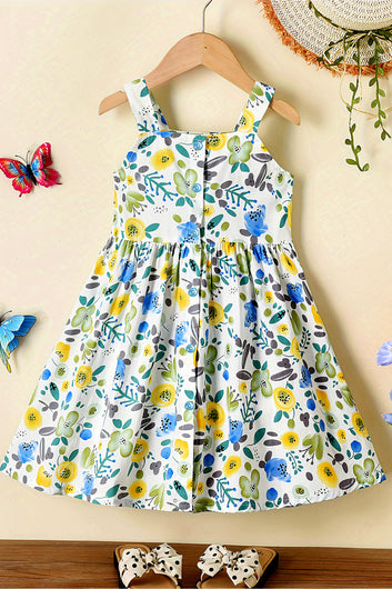 Baby Girl's Multicolor cotton Bland Floral Printed Fit & Flare Casual Dress