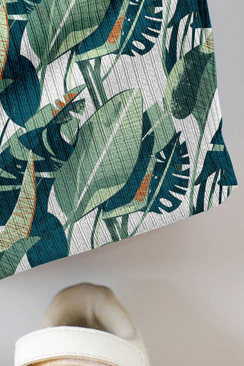 Boys Green Lycra Blend Tropical Printed Clothing Set