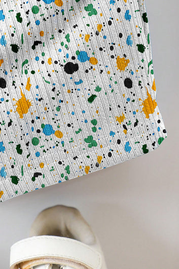 Boys White Lycra Blend Printed T-shirt and Short Clothing Set