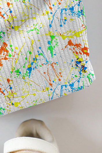 Boys White Lycra Blend Printed T-shirt and Short Clothing Set