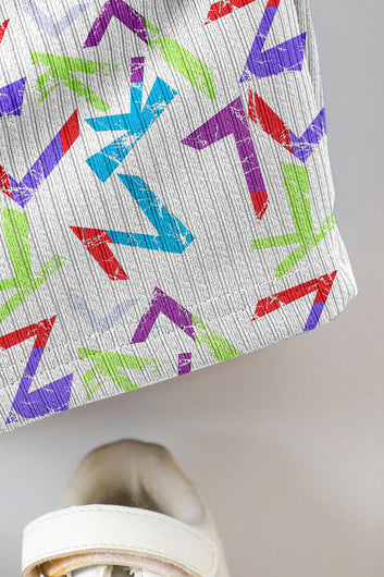 Boys White Lycra Blend Printed T-shirt and Short Clothing Set