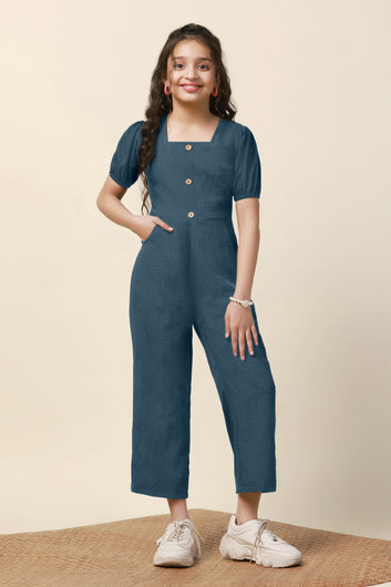 Girls Rama Sugarcane Solid Cut-Out Ankle Length Jumpsuit