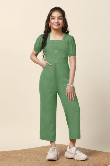 Girls Pista Sugarcane Solid Cut-Out Ankle Length Jumpsuit