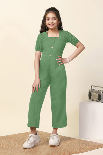 Girls Pista Sugarcane Solid Cut-Out Ankle Length Jumpsuit