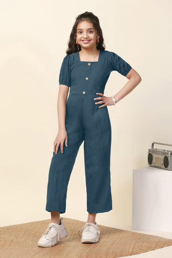 Girls Rama Sugarcane Solid Cut-Out Ankle Length Jumpsuit