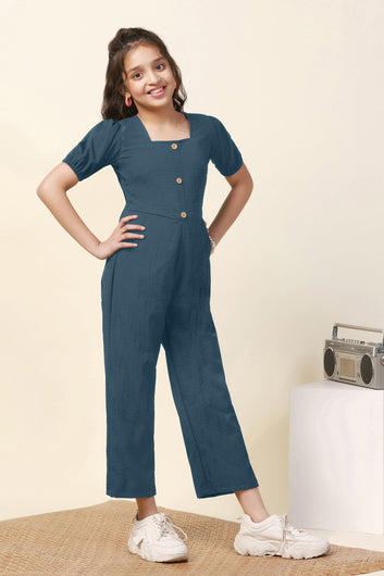 Girls Rama Sugarcane Solid Cut-Out Ankle Length Jumpsuit