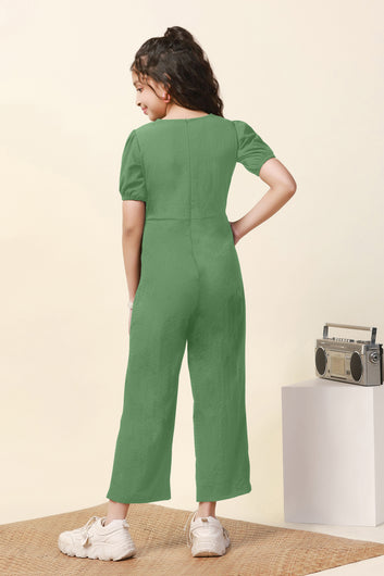 Girls Pista Sugarcane Solid Cut-Out Ankle Length Jumpsuit