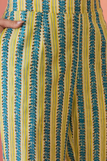 Womens Multi Color Cotton Printed Kurta Pant With Dupatta Set