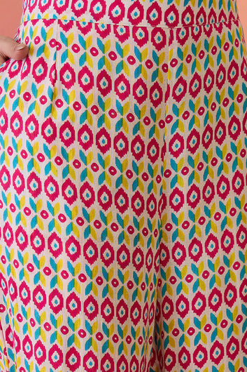 Womens Multi Color Cotton Printed Kurta Pant With Dupatta Set