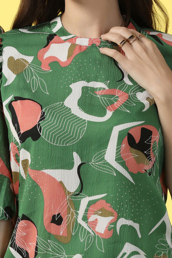 Womens Mehendi Cotton Blend Abstract Printed co-ord Sets