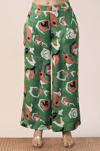 Womens Mehendi Cotton Blend Abstract Printed co-ord Sets